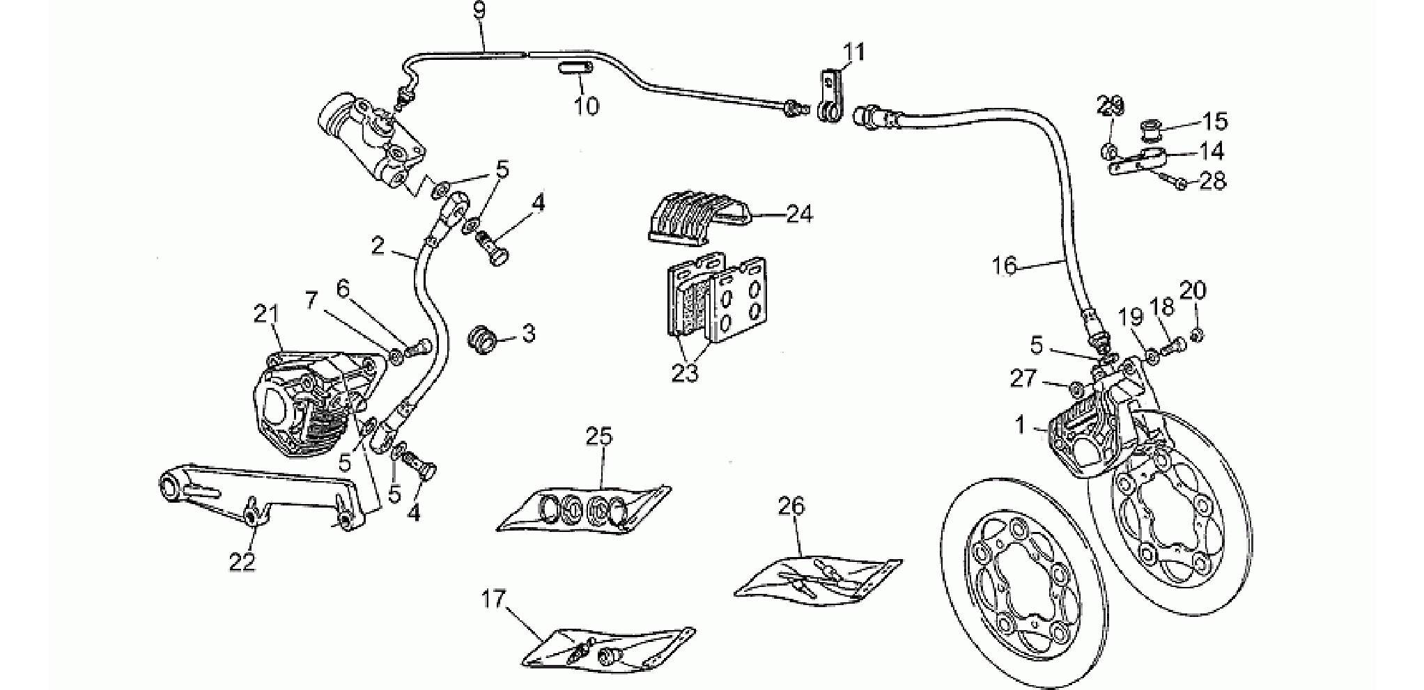 Front LH/rear brake system