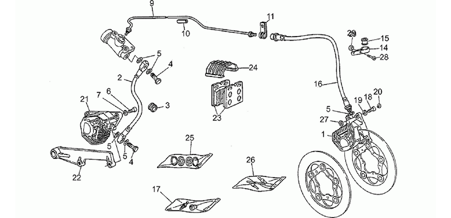 Front LH/rear brake system