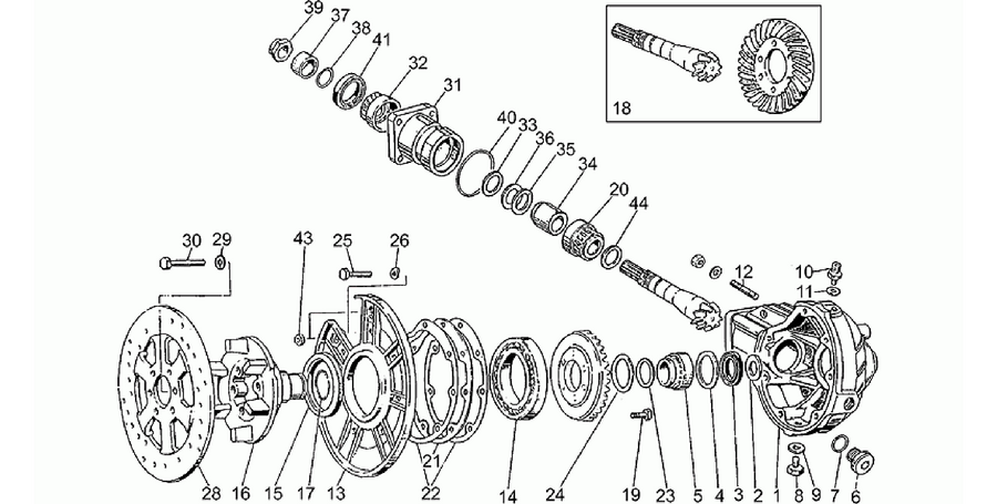Rear bevel gear