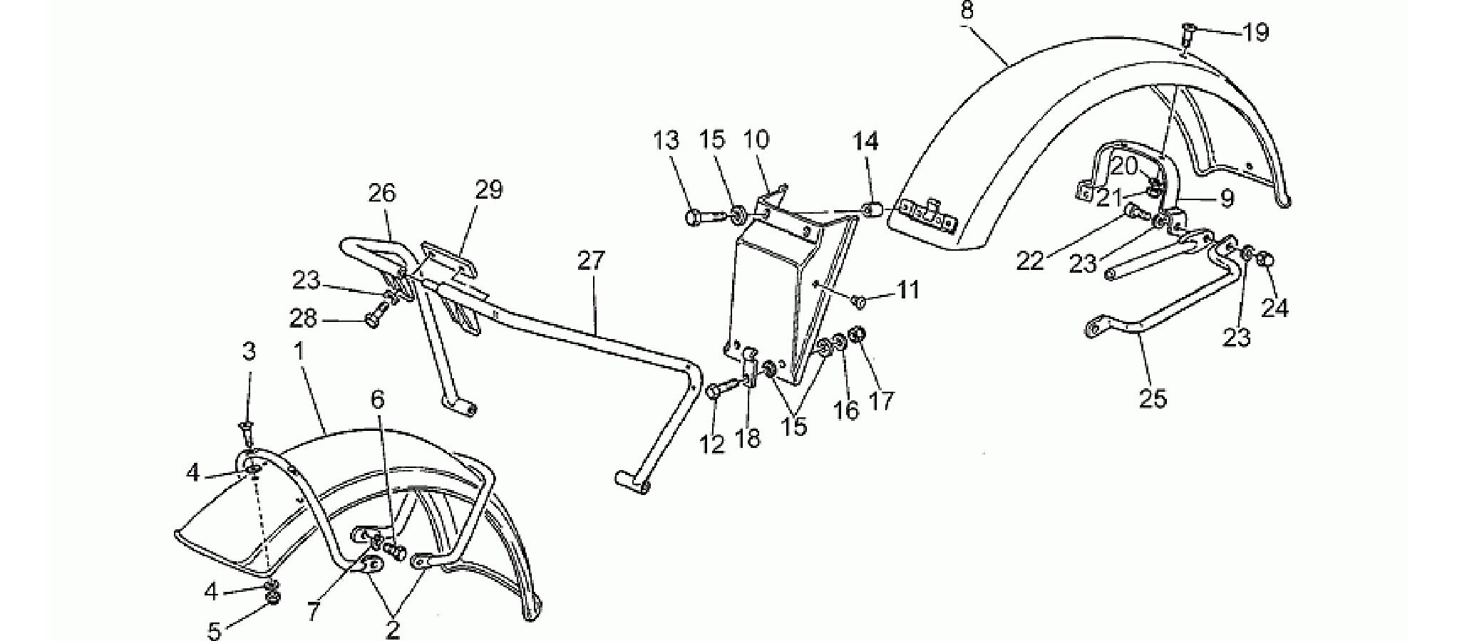 Front/rear mudguards