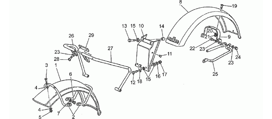 Front/rear mudguards
