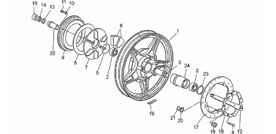 Rear wheel, alloy