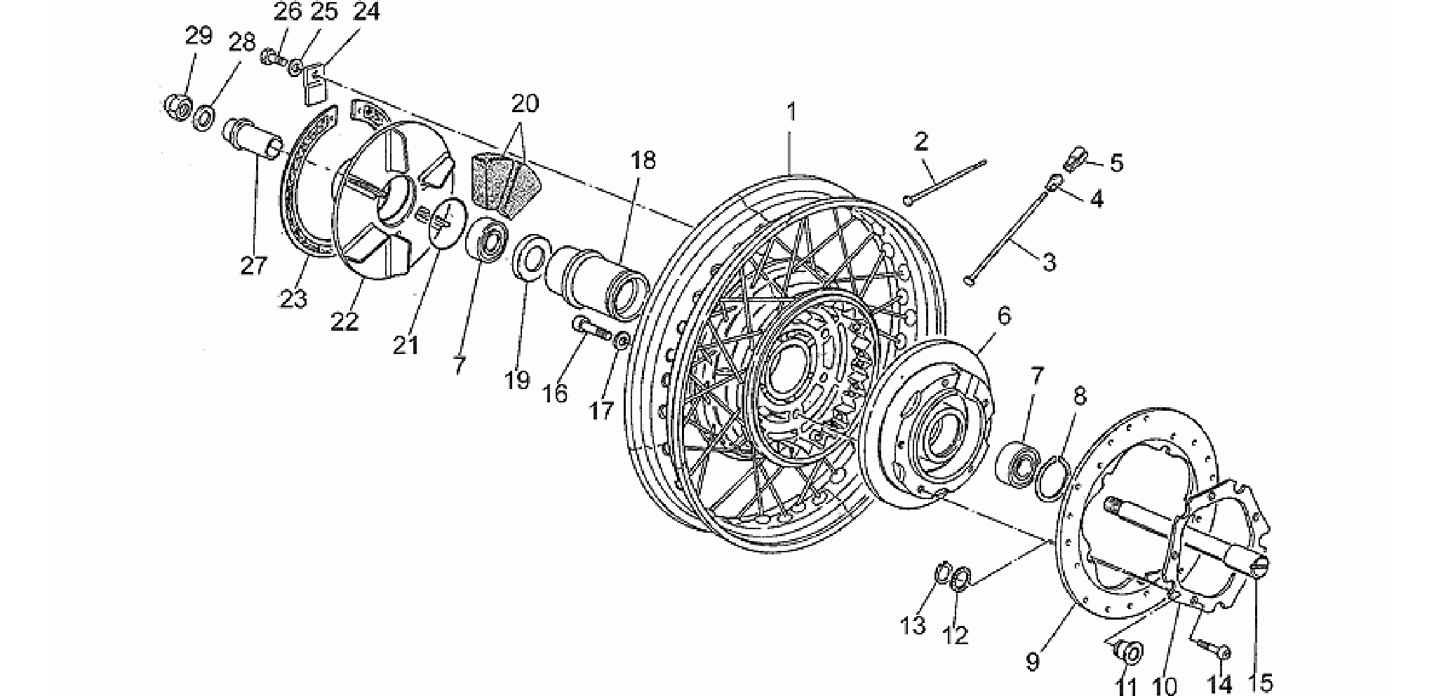 Rear wheel, spokes