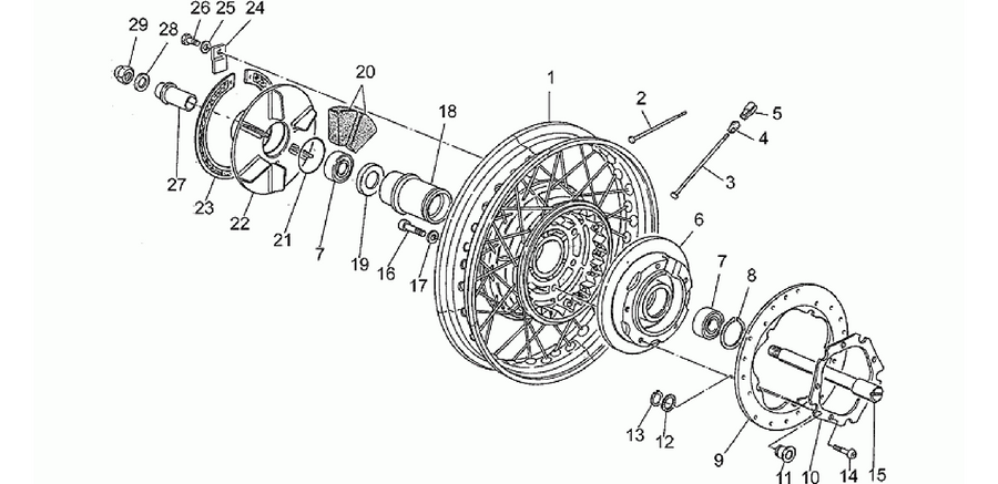 Rear wheel, spokes
