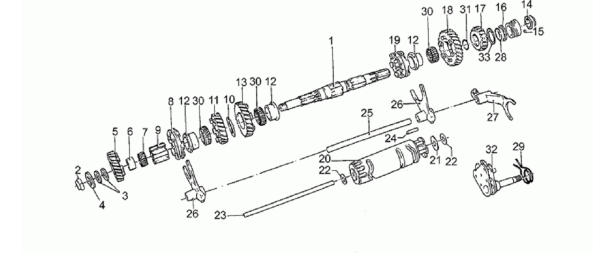 Secondary gear shaft 1991-D