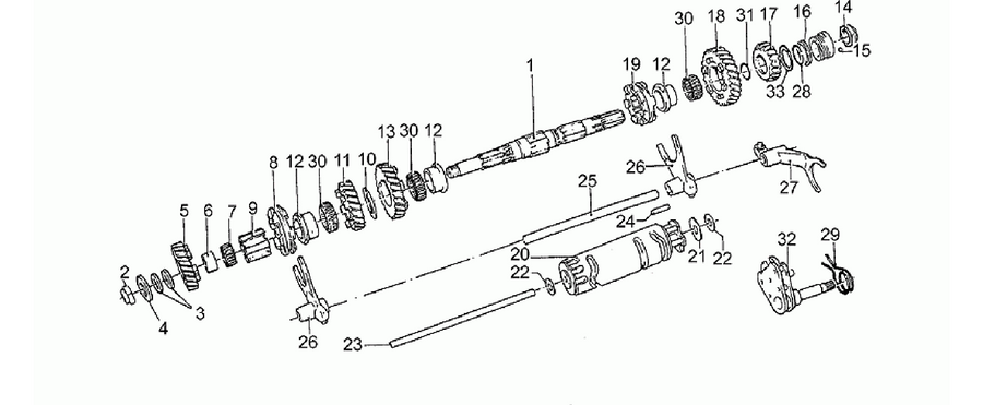 Secondary gear shaft 1991-D