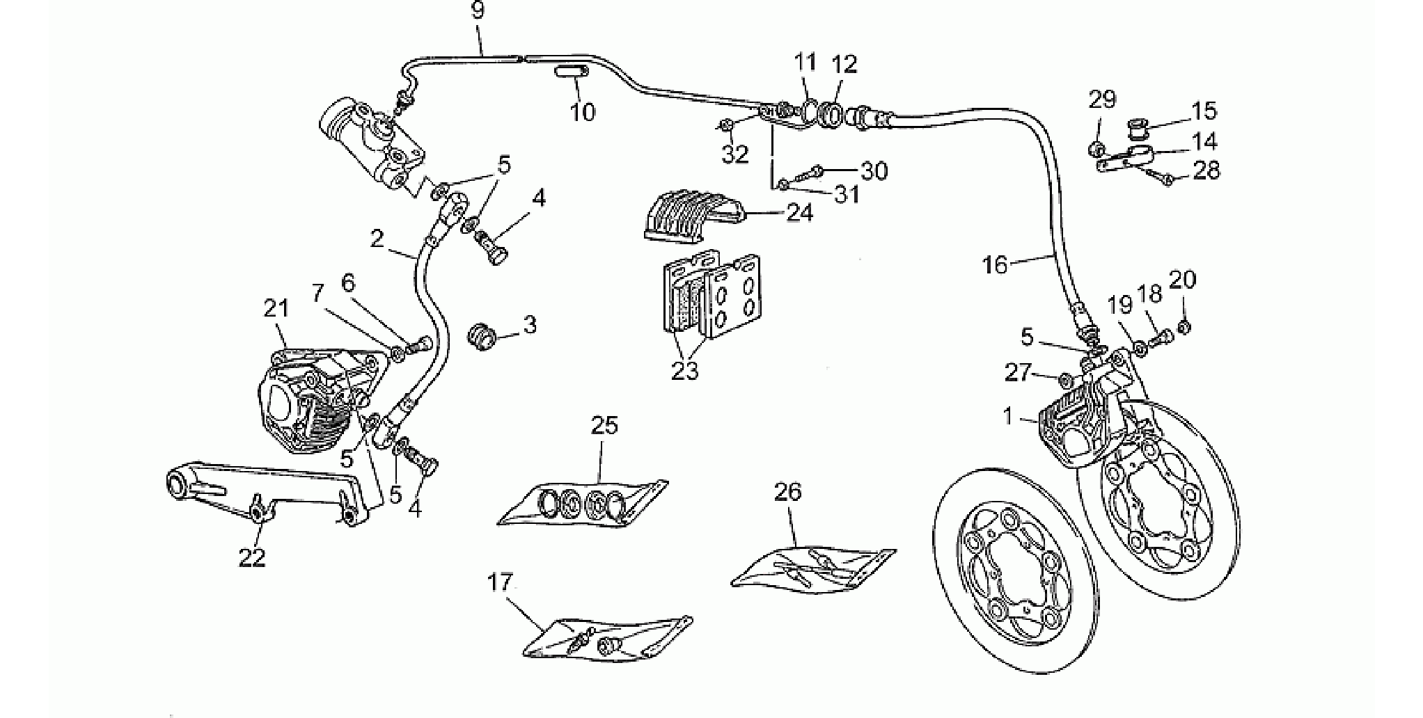 Front LH/rear brake system