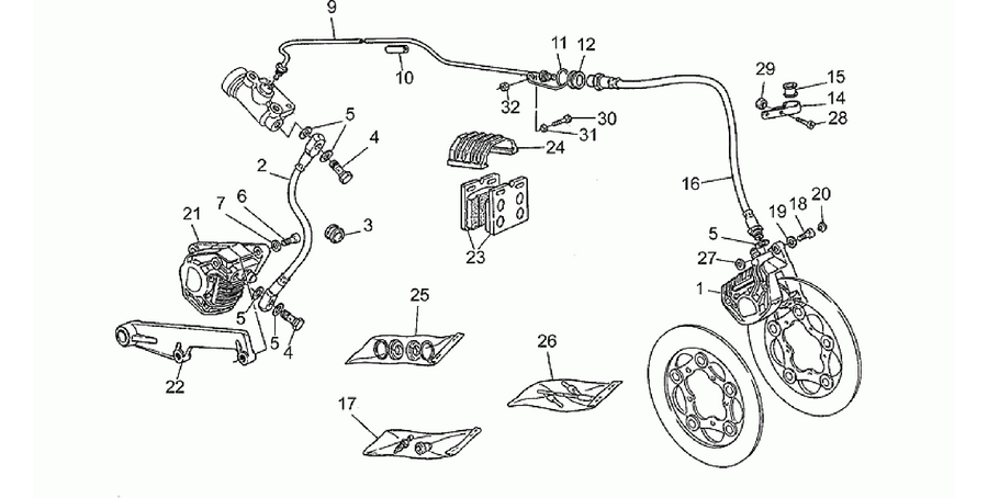 Front LH/rear brake system