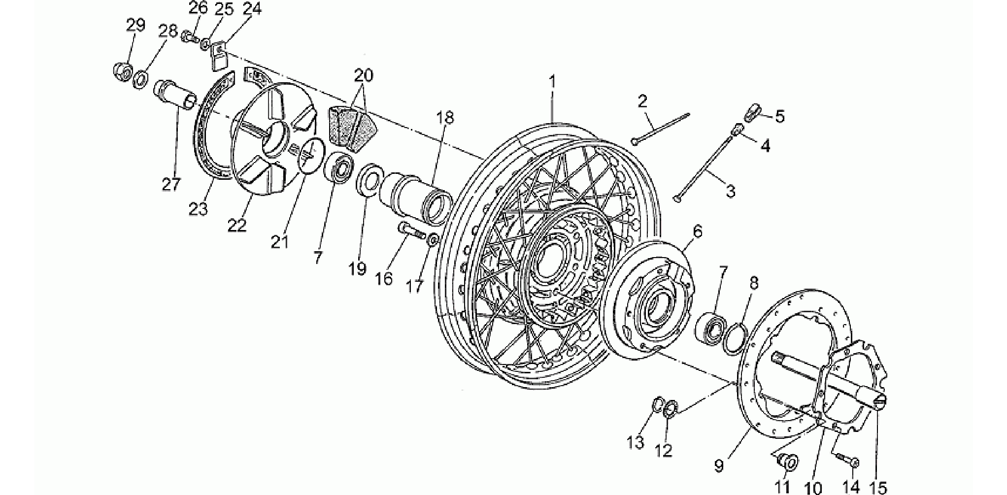 Rear wheel, spokes