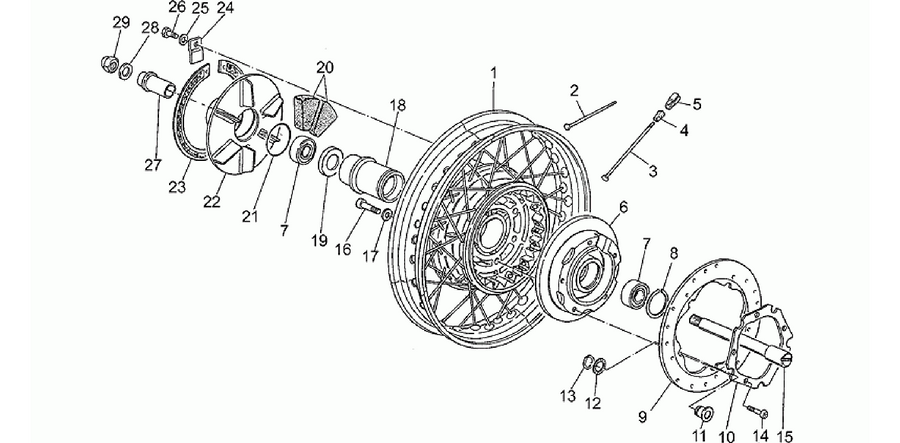 Rear wheel, spokes