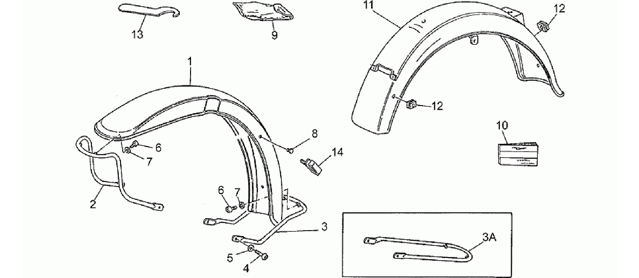 Front/rear mudguards