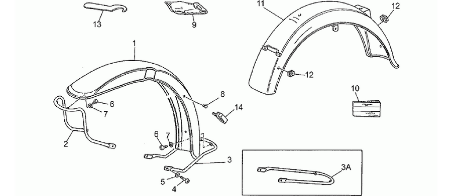 Front/rear mudguards