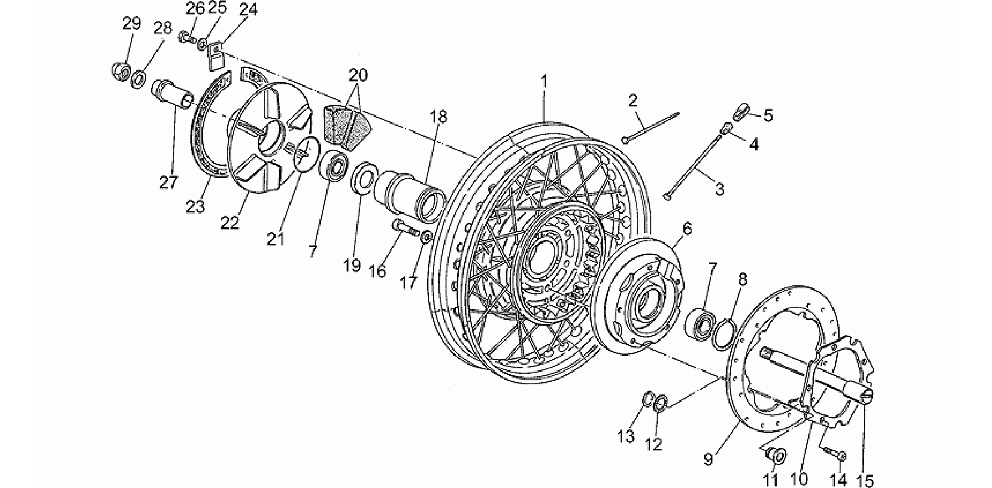 Rear wheel, spokes