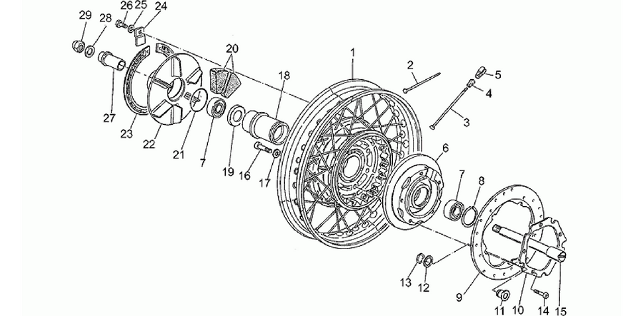 Rear wheel, spokes