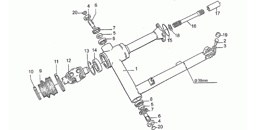 Swing arm, 1st s., 38mm