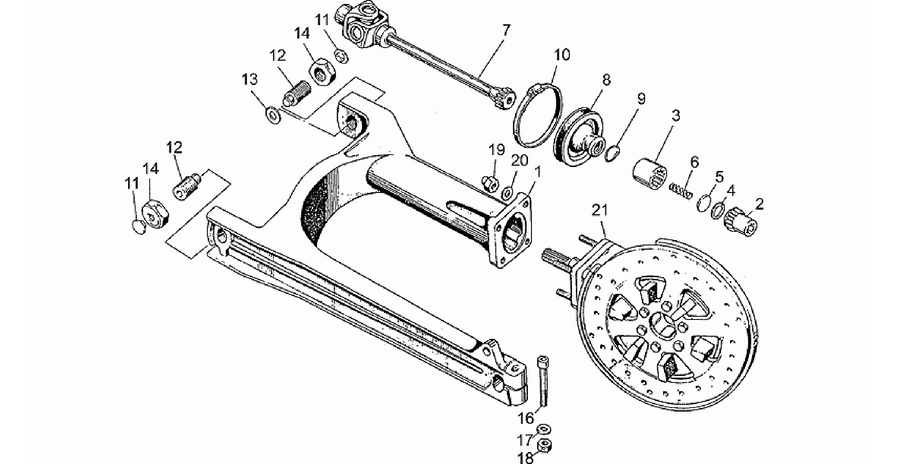 Swing arm-rear wh., alloy