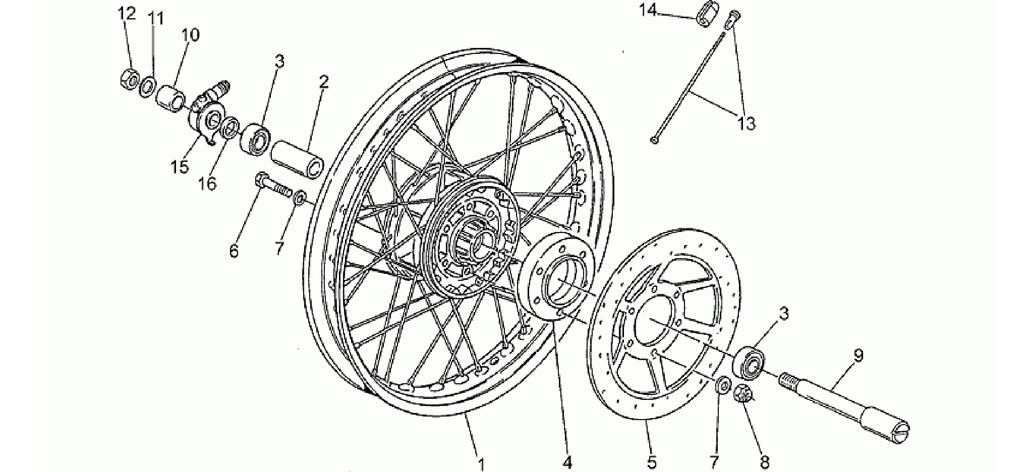 Front wheel, spokes