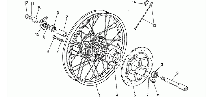 Front wheel, spokes