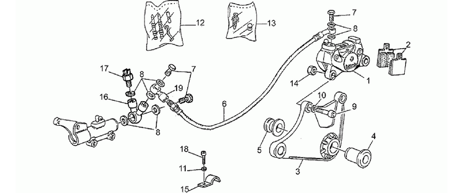 Rear brake cal.-spoked wheel
