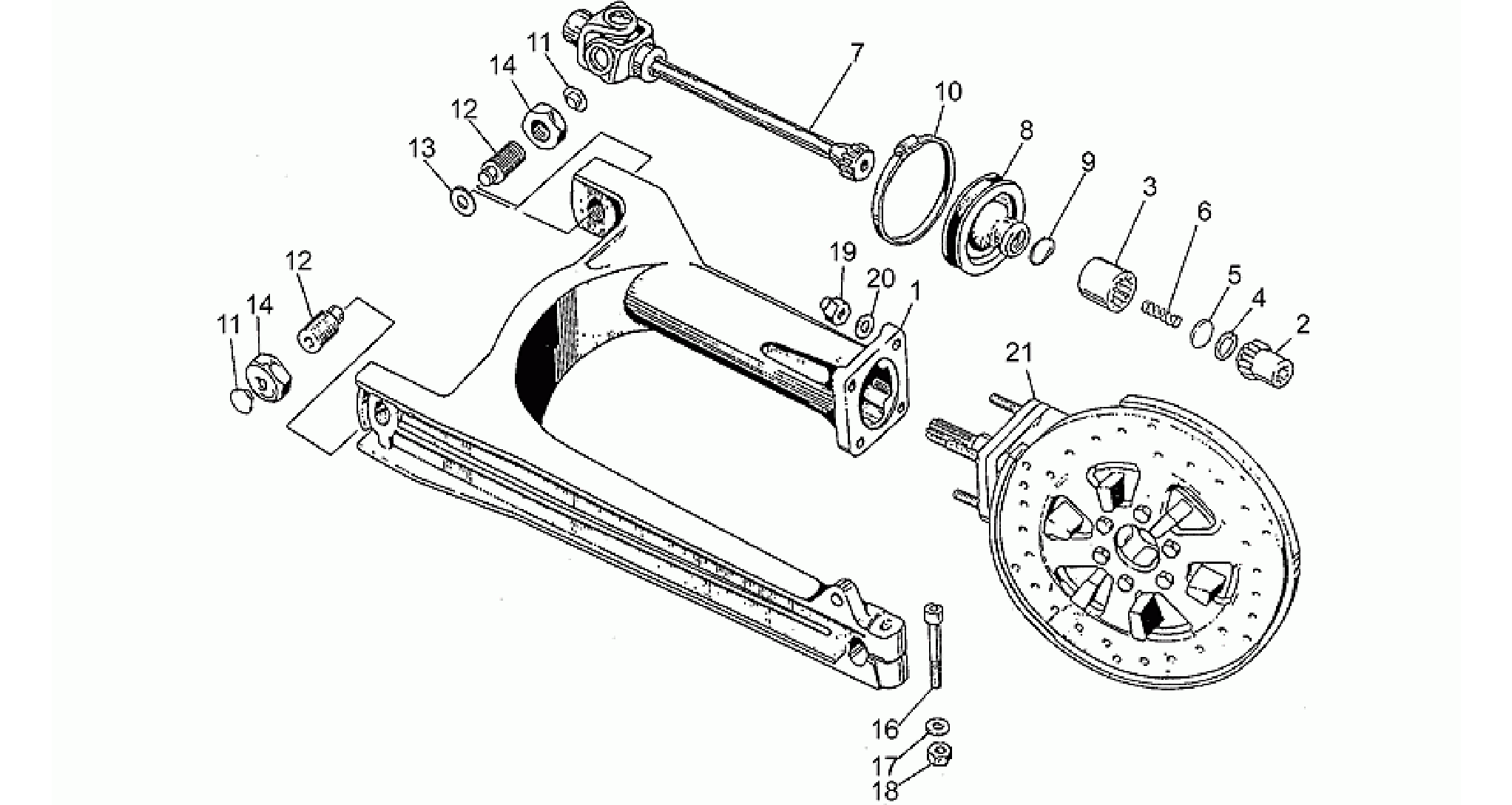 Swing arm-rear wh., alloy