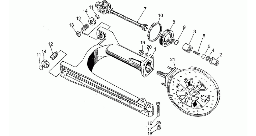 Swing arm-rear wh., alloy