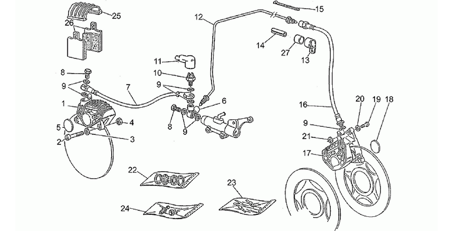 Front LH/rear brake system