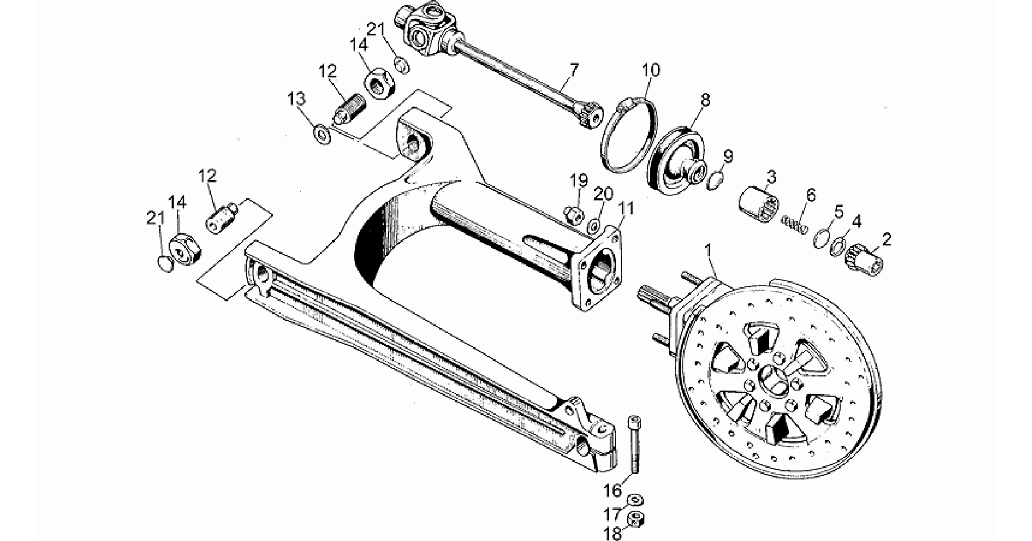 Swing arm-rear wh., alloy