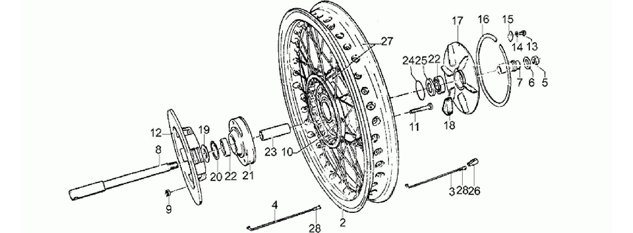 Rear wheel, spokes