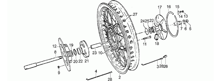 Rear wheel, spokes