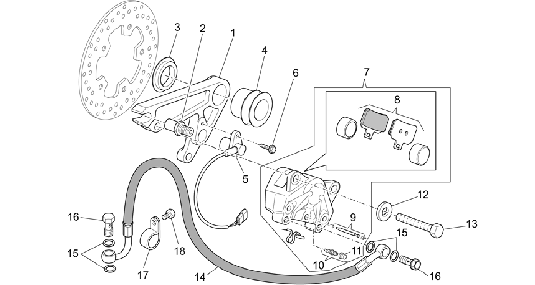 Rear brake caliper