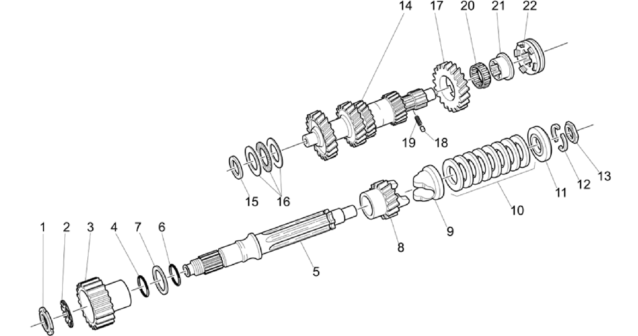Primary gear shaft