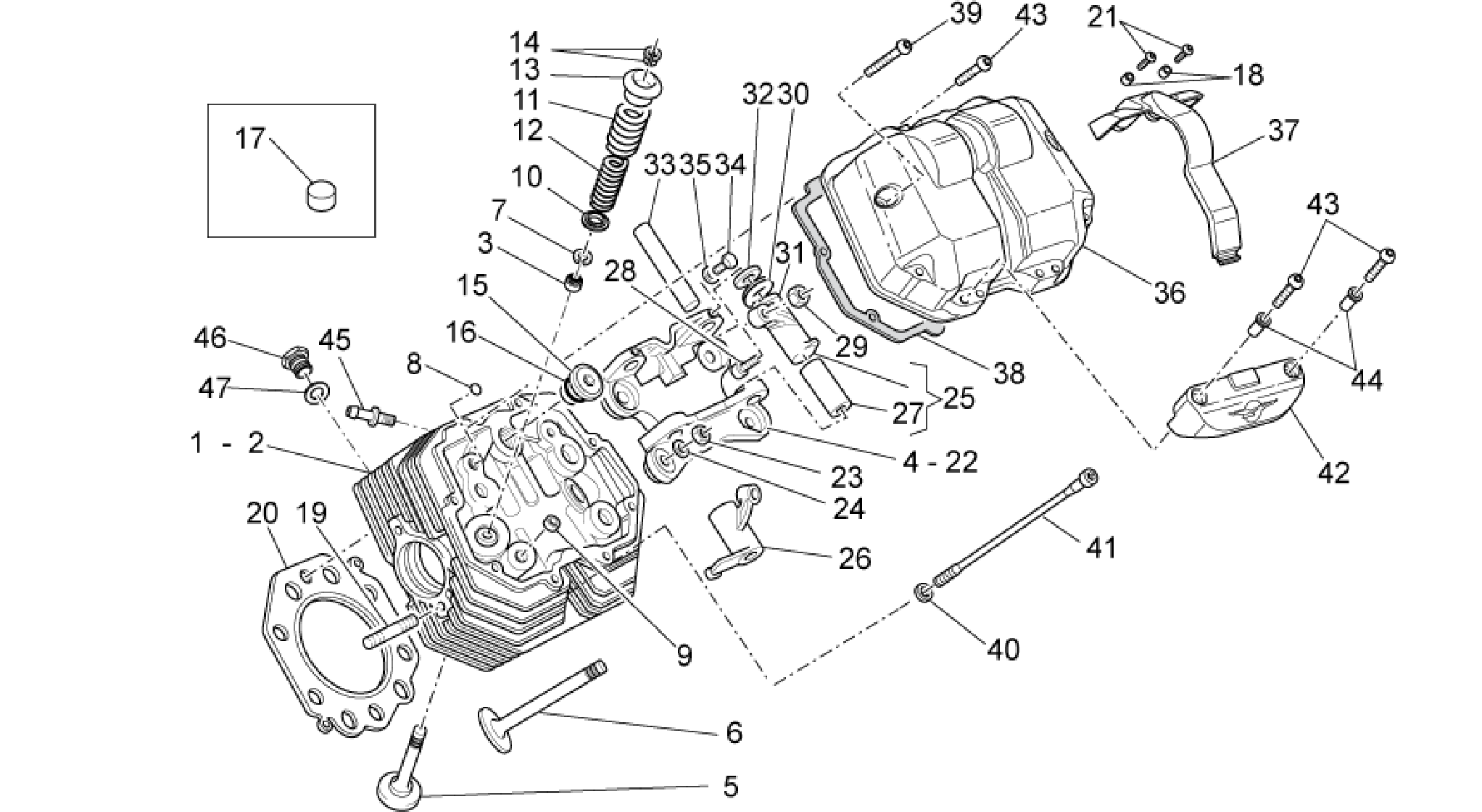 Cylinder head and valves