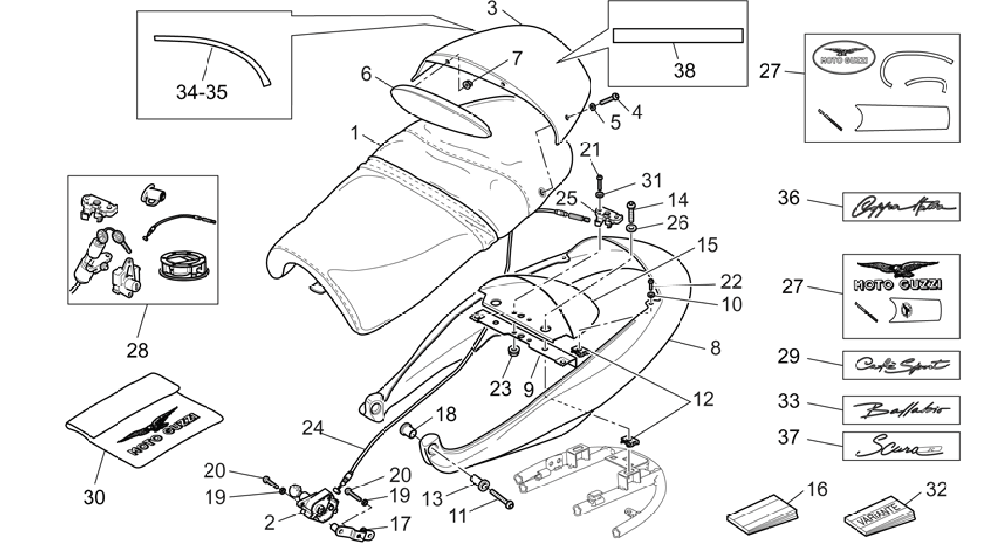 Saddle - Rear fairing