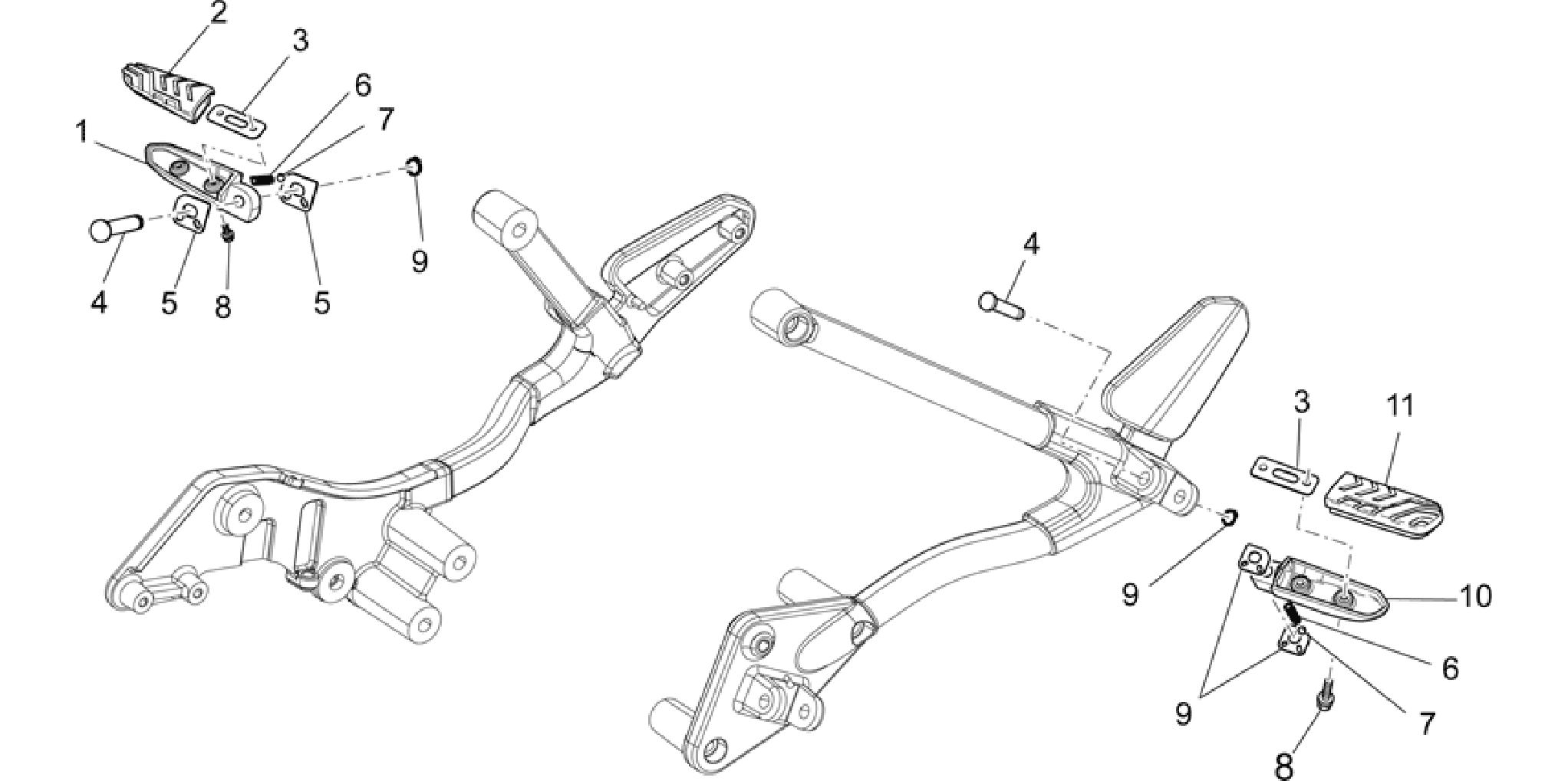 Rear footrests