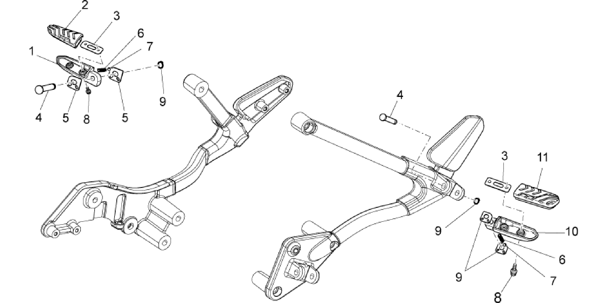 Rear footrests