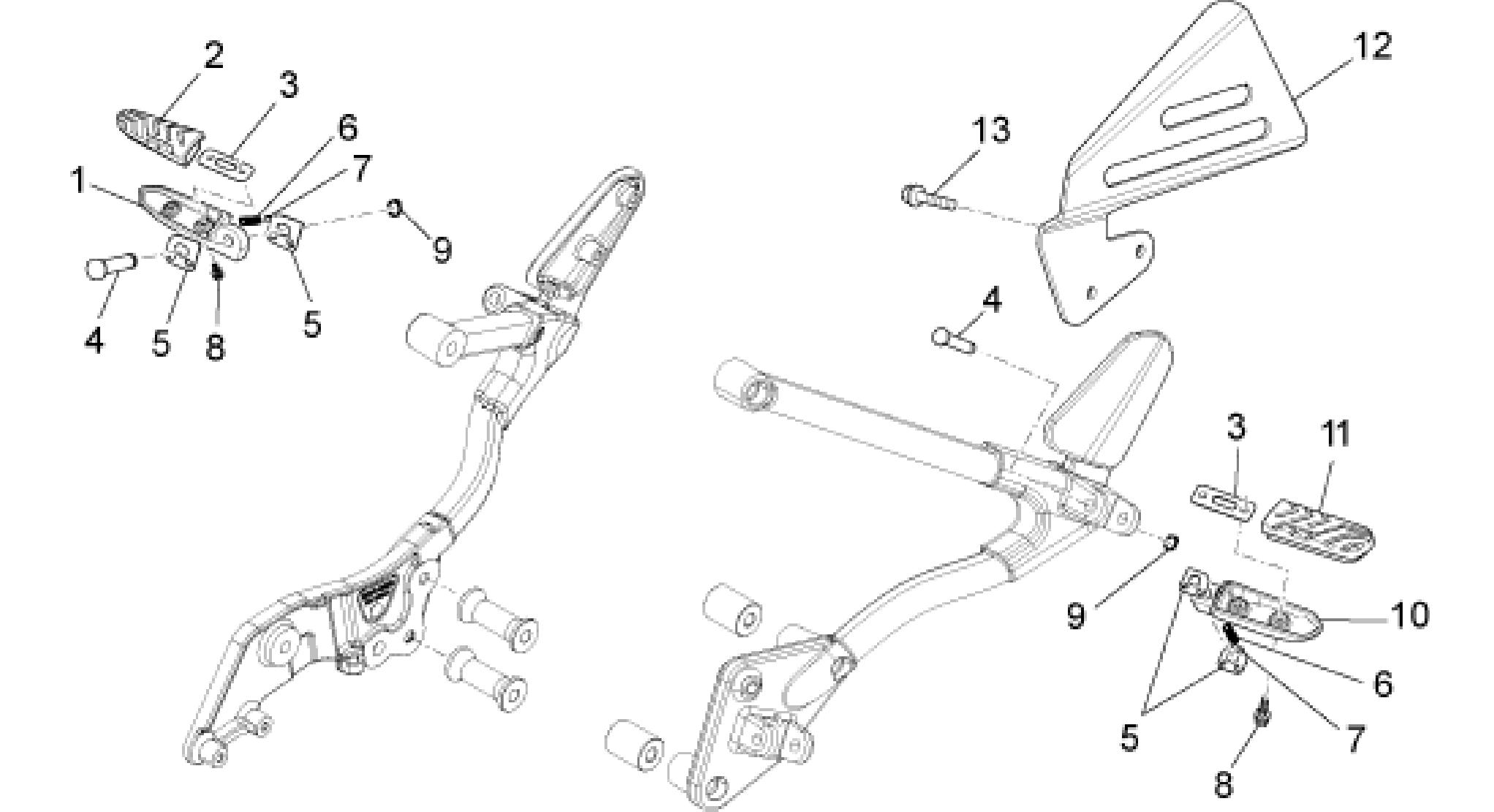 Rear footrests