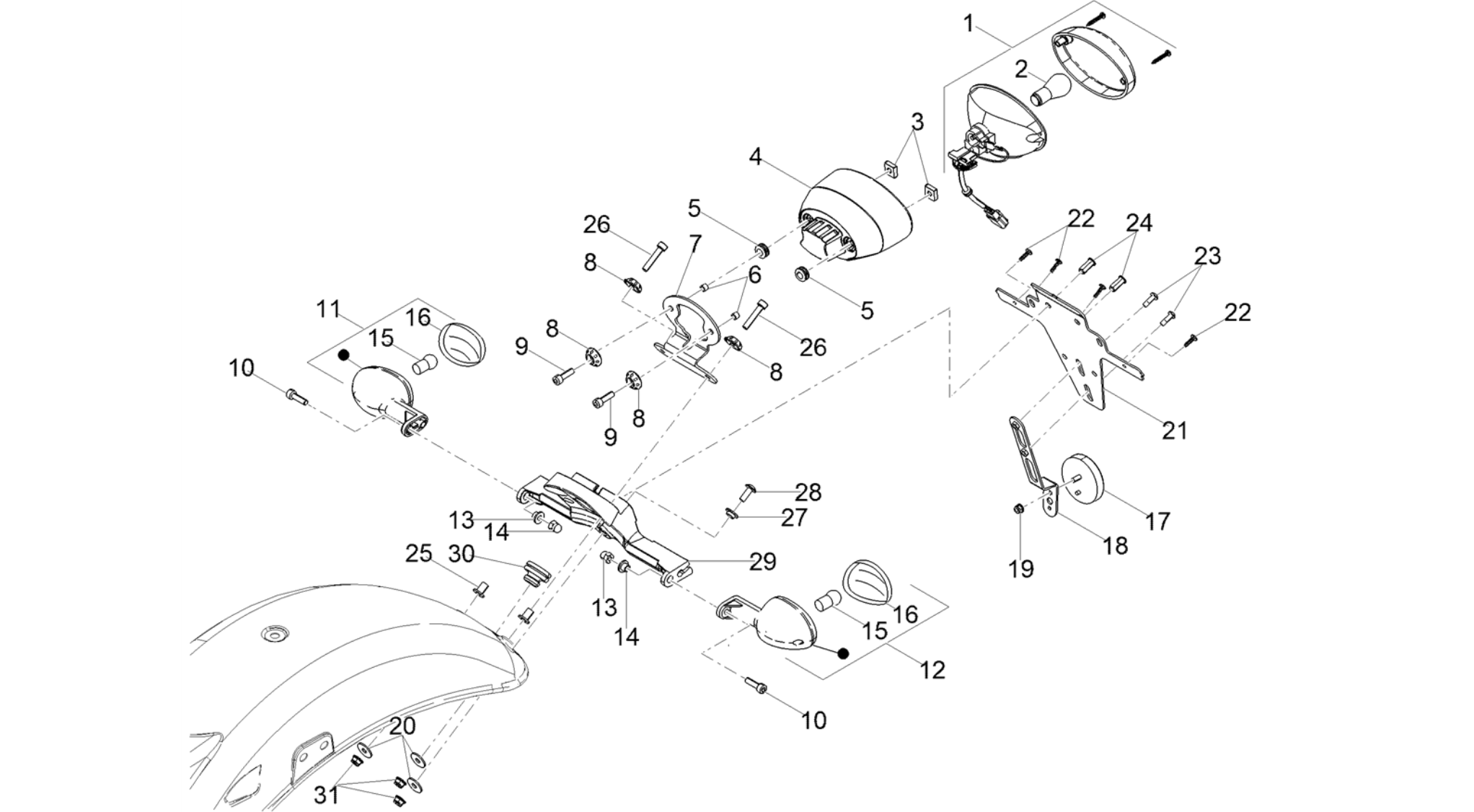 Rear headlamps