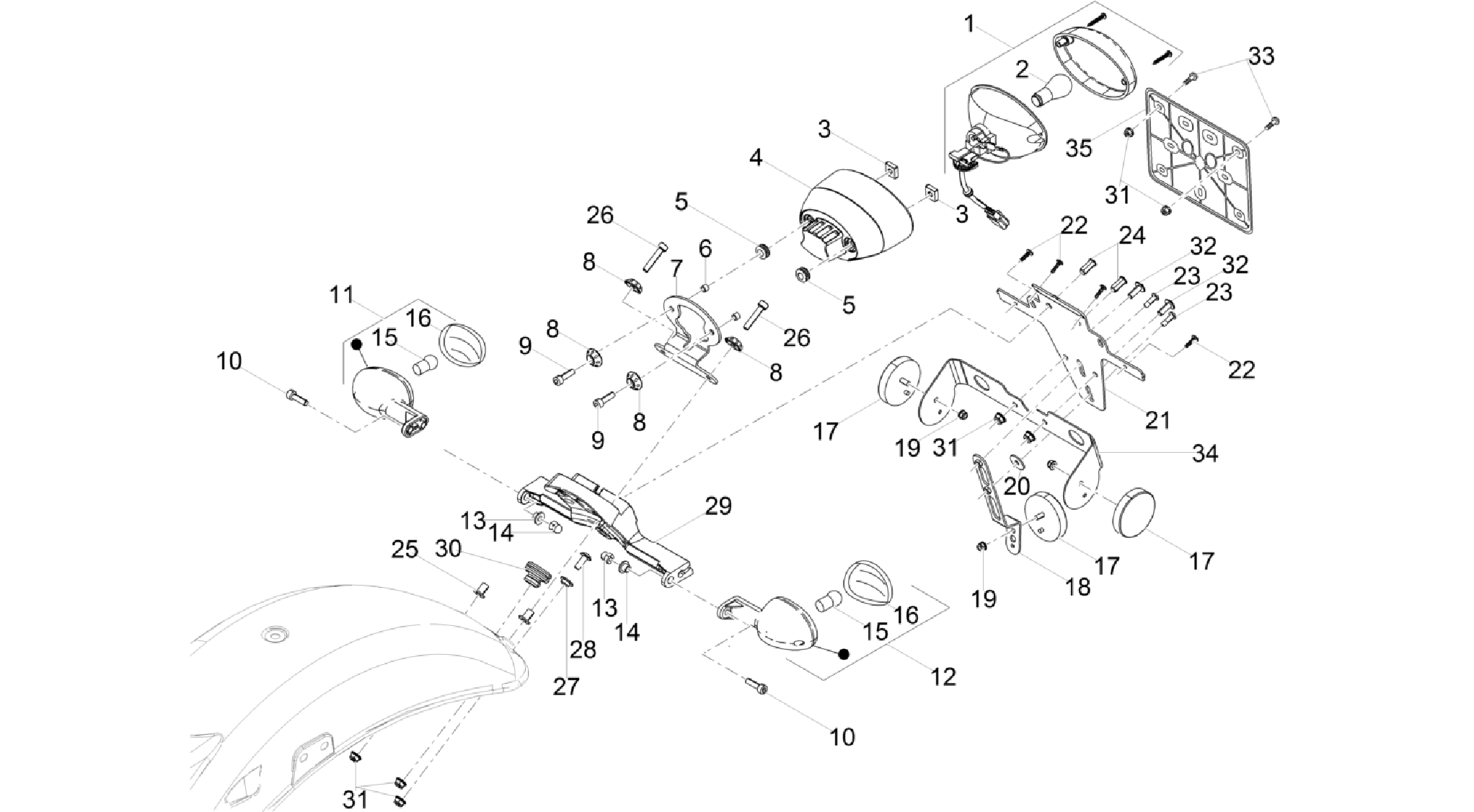 Rear headlamps