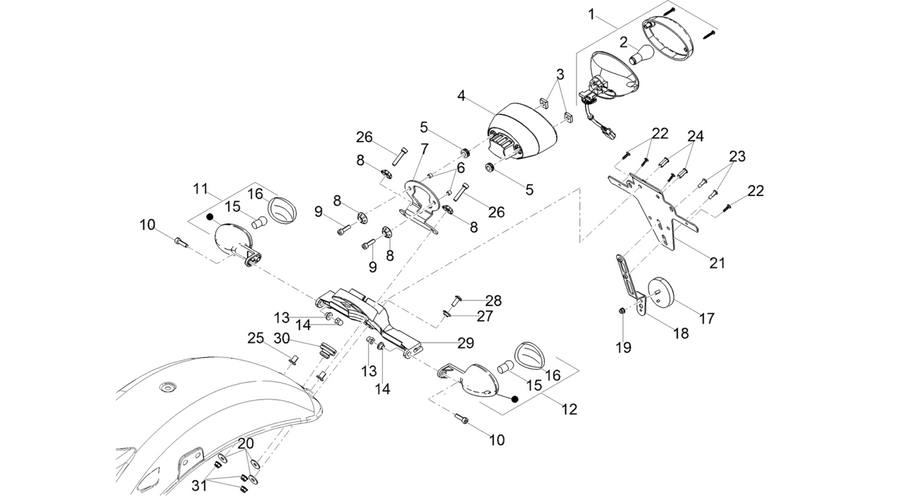 Rear headlamps