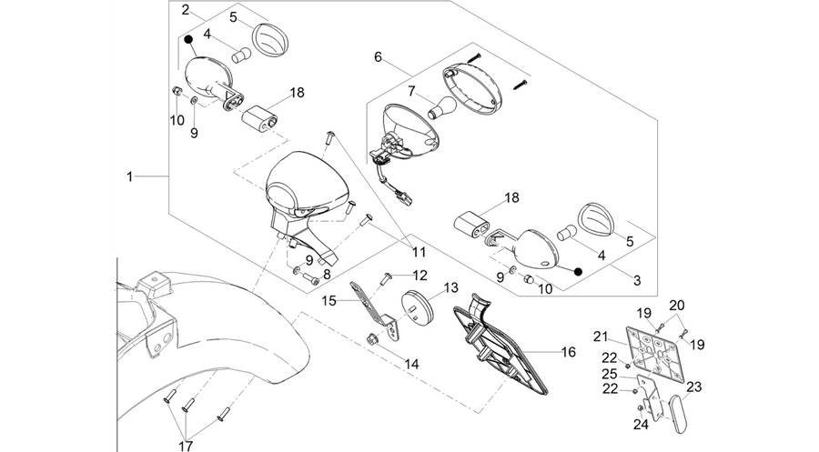Rear headlamps