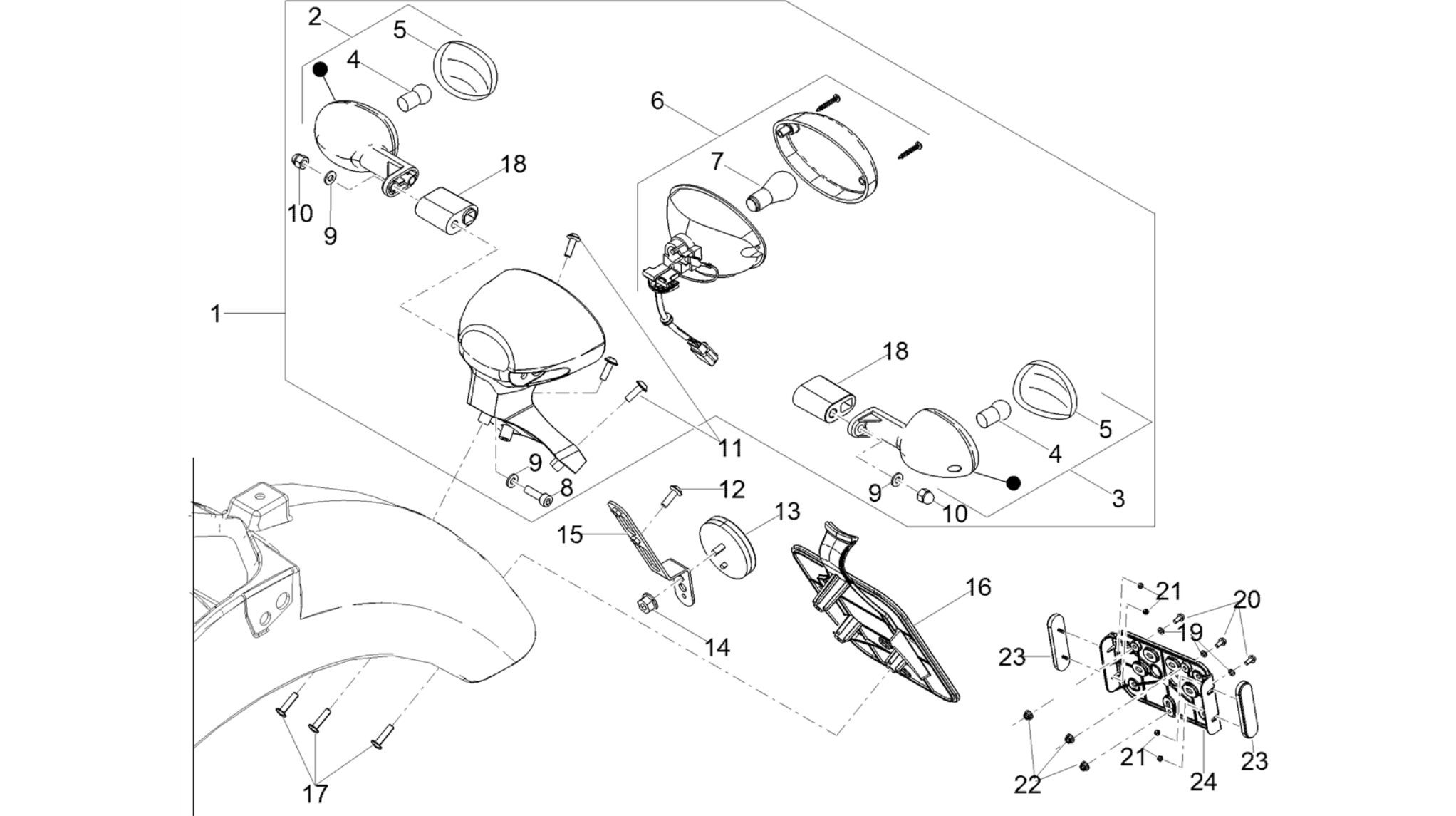 Rear headlamps