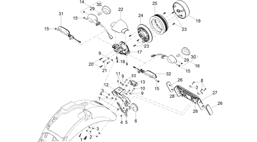 Rear headlamps