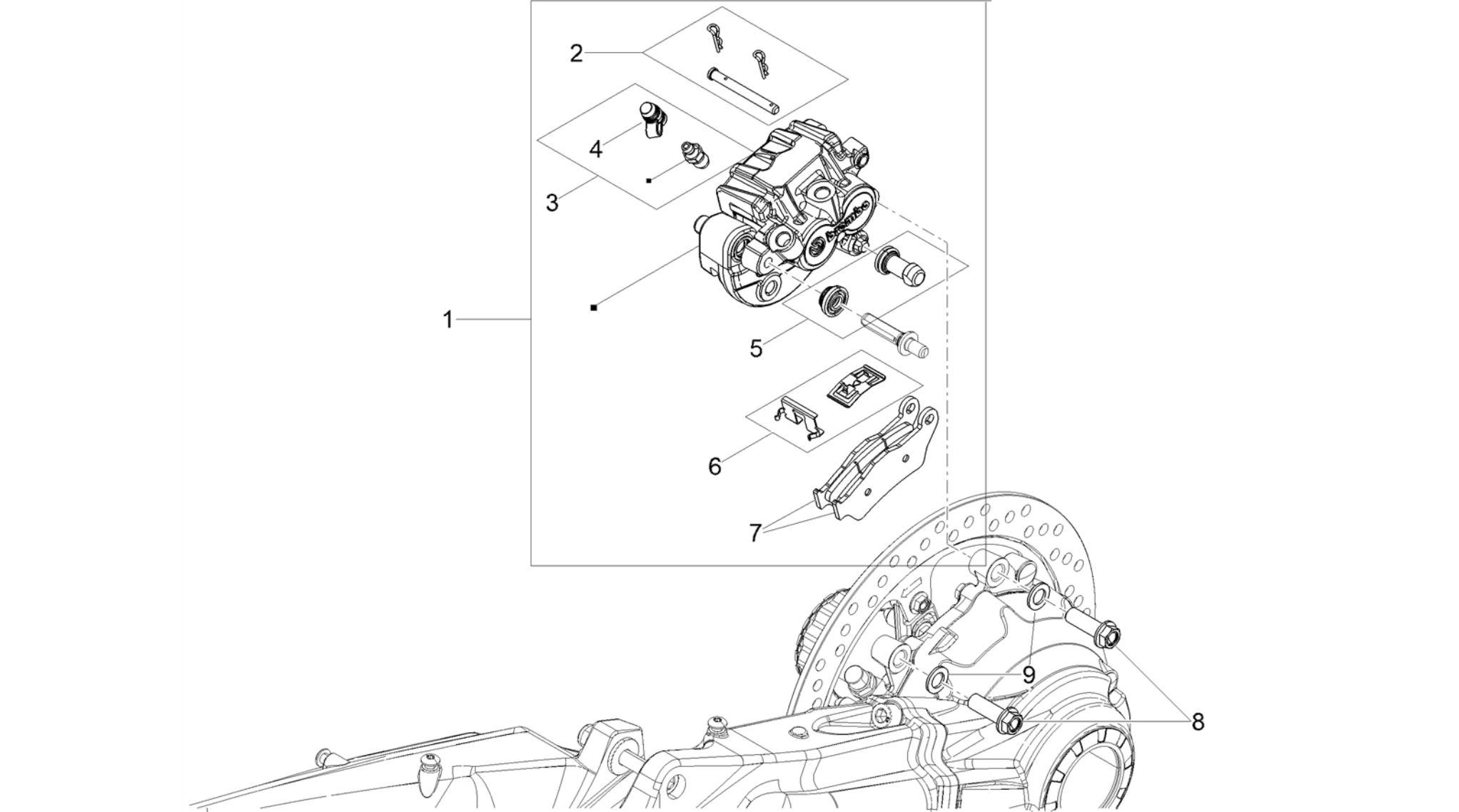 Rear brake caliper