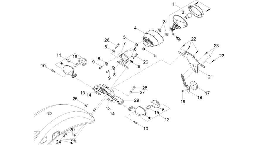 Rear headlamps