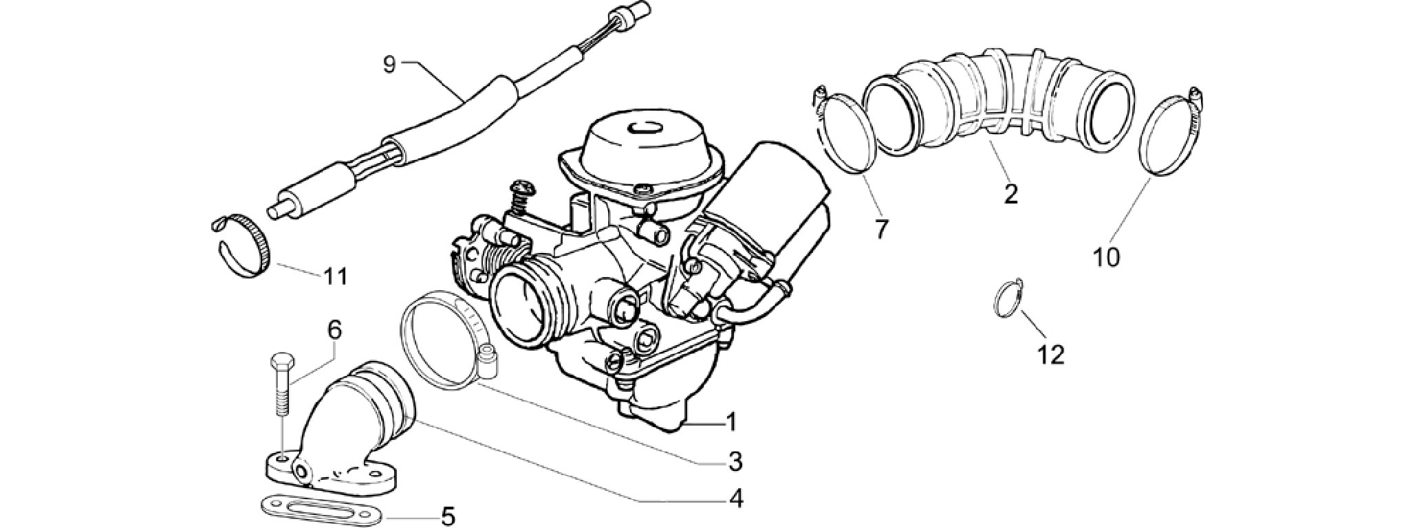 Carburettor, assembly - Union pipe