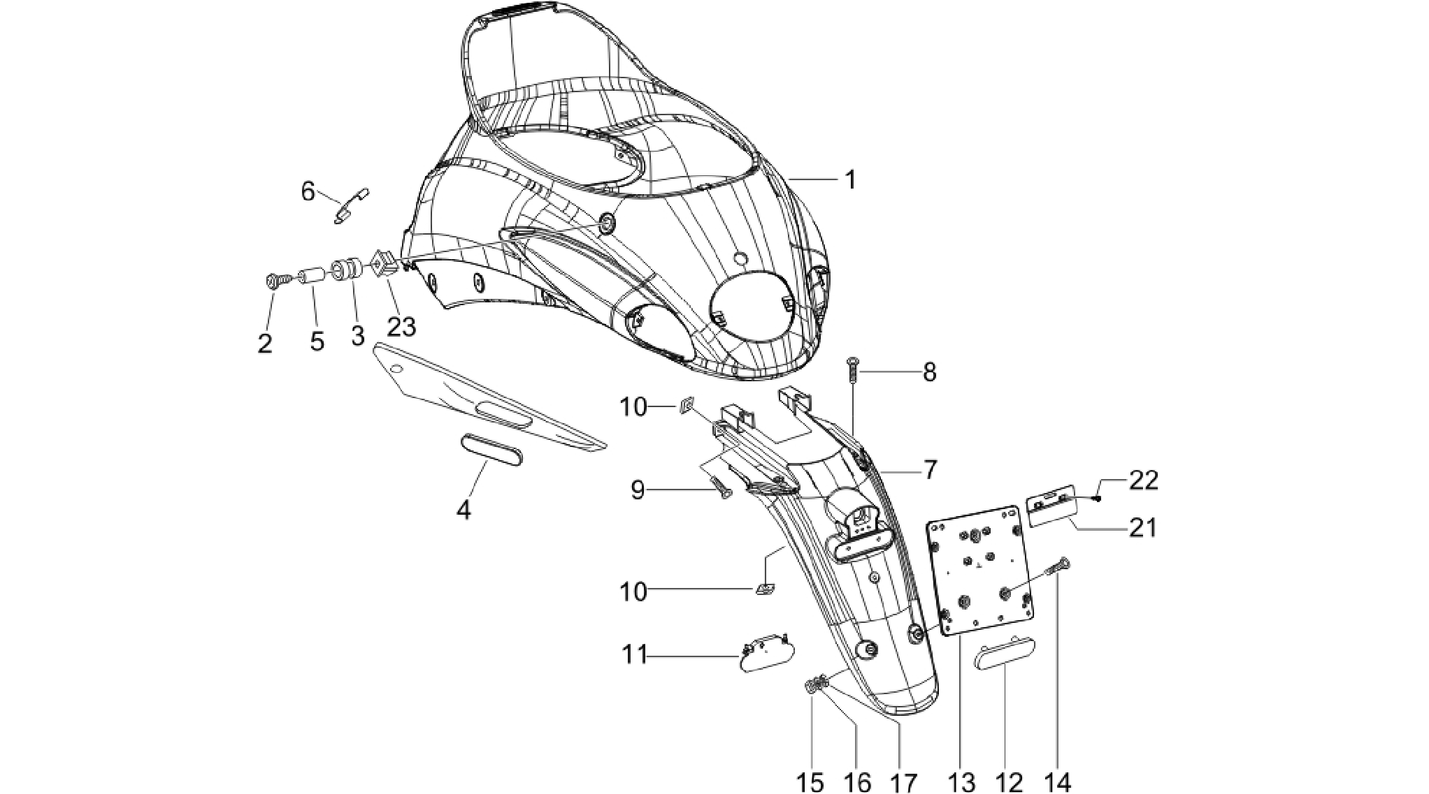 Rear cover - Splash guard