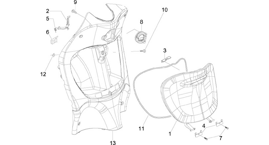 Front glove-box - Knee-guard panel
