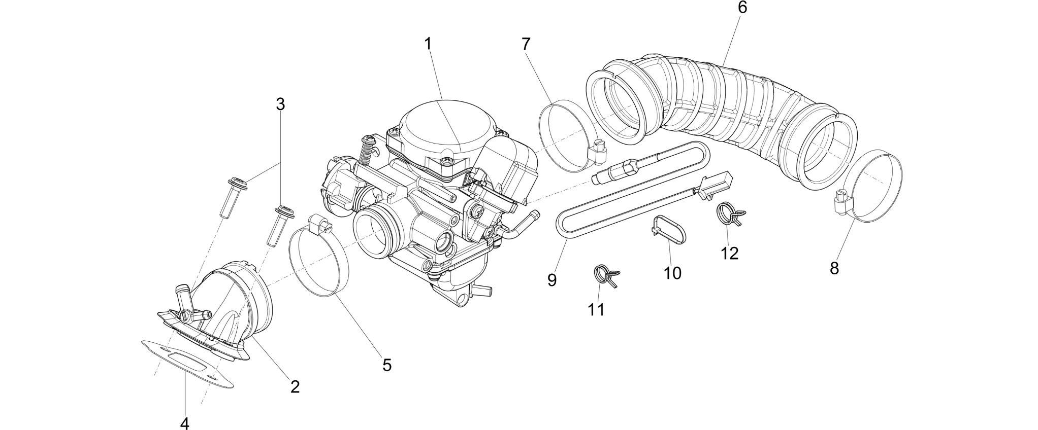 Carburettor, assembly - Union pipe