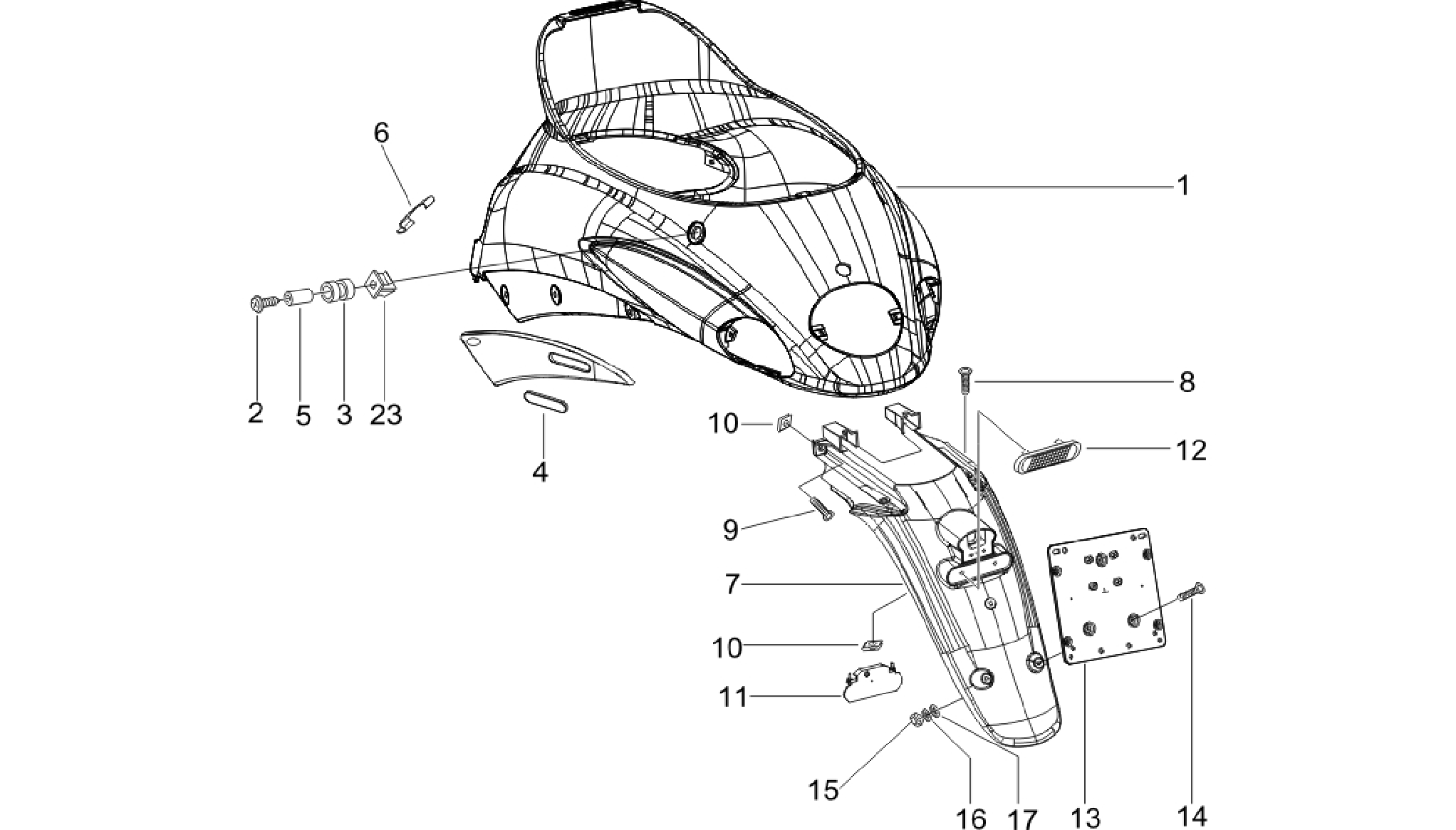 Rear cover - Splash guard