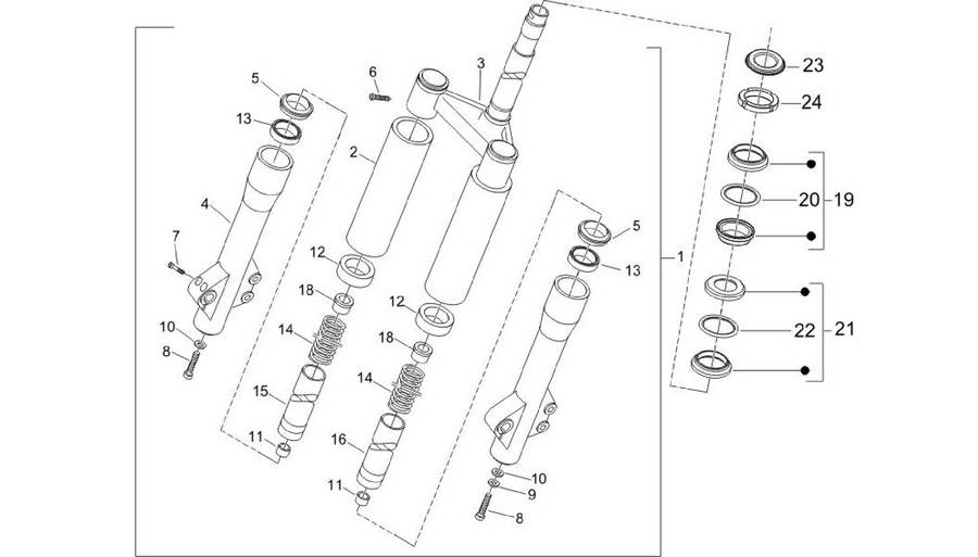 Fork/steering tube - Steering bearing unit